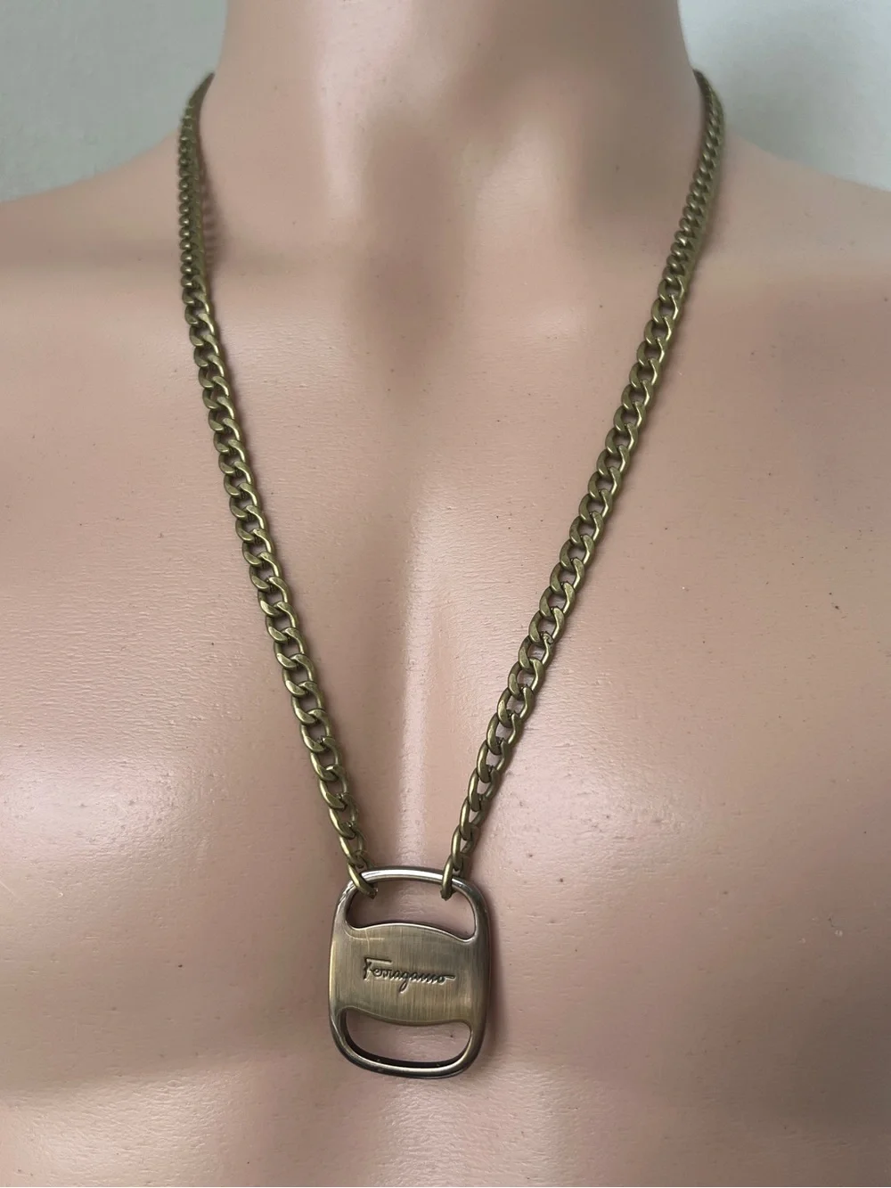 Men’s Ferragamo Hardware Necklace | Bronze 25” Chain